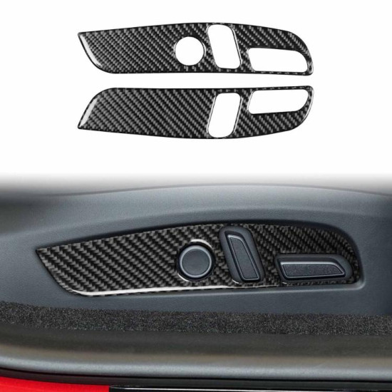 Tesla Model 3 2023- 2pcs/Set Carbon Fiber Car Seat Adjustment Panel Decorative Sticker, Right Drive(Black)