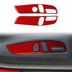 Tesla Model 3 2023- 2pcs/Set Carbon Fiber Car Seat Adjustment Panel Decorative Sticker, Right Drive(Red)