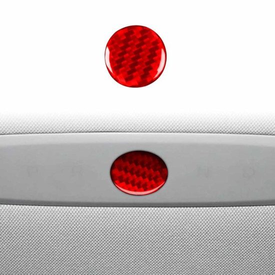Tesla Model 3 2023- Carbon Fiber Car Emergency Light Button Decorative Sticker, Left and Right Drive(Red)