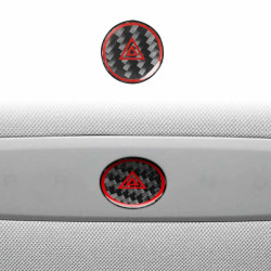 Tesla Model 3 2023- Carbon Fiber Car Emergency Light Button with Label Decorative Sticker, Left and Right Drive(Black)