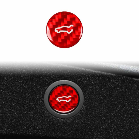 Tesla Model 3 2023+ / Y New Edition 2025+ Carbon Fiber Car Trunk Button Decorative Sticker, Left and Right Drive(Red)
