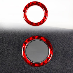 Tesla Model 3 2023- Carbon Fiber Car Trunk Button Frame Decorative Sticker, Left and Right Drive(Red)