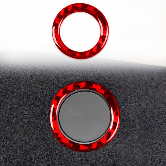 Tesla Model 3 2023- Carbon Fiber Car Trunk Button Frame Decorative Sticker, Left and Right Drive(Red)