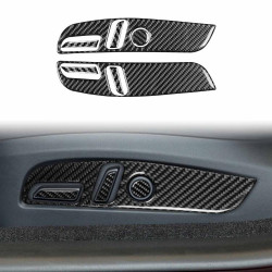 Tesla Model 3 2023- 7pcs/Set Carbon Fiber Car Seat Adjustment Panel Decorative Sticker, Left Drive(Black)