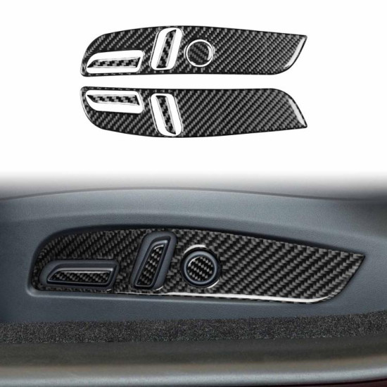 Tesla Model 3 2023- 7pcs/Set Carbon Fiber Car Seat Adjustment Panel Decorative Sticker, Left Drive(Black)