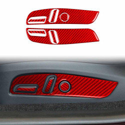 Tesla Model 3 2023- 7pcs/Set Carbon Fiber Car Seat Adjustment Panel Decorative Sticker, Left Drive(Red)