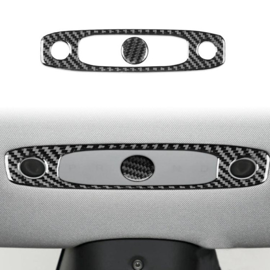 Tesla Model 3 2023- 2pcs/Set Carbon Fiber Car Reading Light Panel Decorative Sticker, Left and Right Drive(Black)
