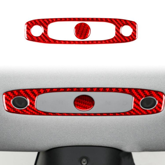 Tesla Model 3 2023- 2pcs/Set Carbon Fiber Car Reading Light Panel Decorative Sticker, Left and Right Drive(Red)