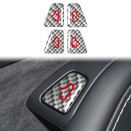 Tesla Model 3 2019-2023 / Y 2019-2024 4pcs/Set Carbon Fiber Car Door Switch Decorative Sticker with Label, Left and Right Drive(Silver)