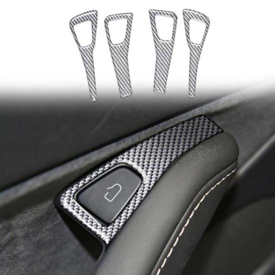 Tesla Model 3 2017-2022 / Y 2020-2024 4pcs/Set Carbon Fiber Car Door Switch Panel Decorative Sticker, Left and Right Drive(Silver)