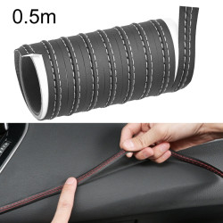0.5m Car Center Console Interior Modification Leather Gap Strip(Black Beige)
