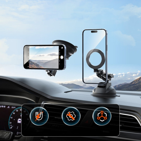 TELESIN Magnetic Suction Car Phone Mount 360 Degree Rotation Phone Holder