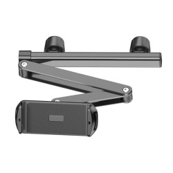 Telescopic Car Rear Pillow Phone Tablet Holder 3-Section Folding Headrest Bracket(Black)