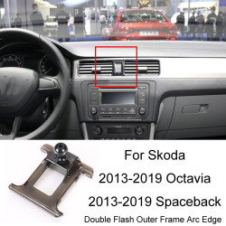 Skoda Left Driving Car Special Mobile Phone Navigation Bracket Base, Model: 13-19 Octavia+Spaceback/Double Flash Outer Frame Arc Edge