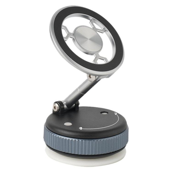 XZK101 Folding Vacuum Adsorption Magnetic Car Phone Holder(Silver)