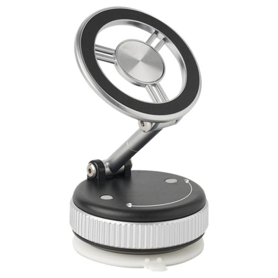 XZK102 Folding Vacuum Adsorption Magnetic Car Phone Holder(Silver)