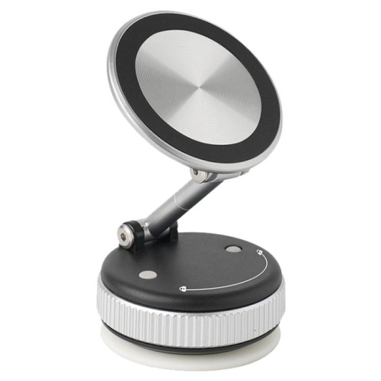 XZK103 Folding Vacuum Adsorption Magnetic Car Phone Holder(Silver)