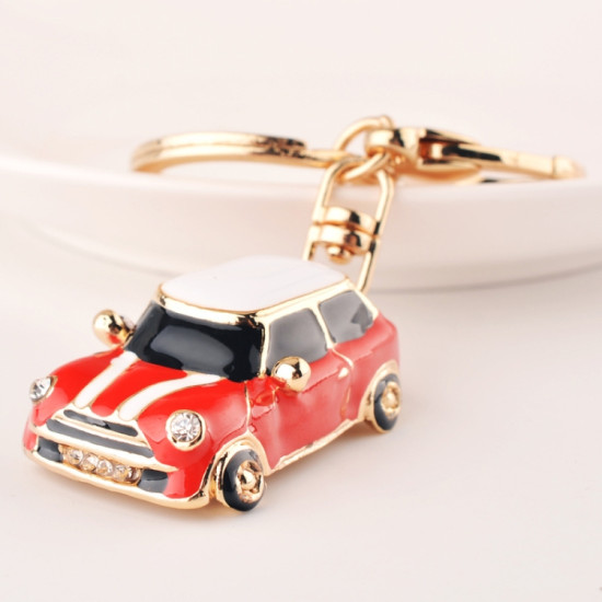 Mini Car Keychain Pendant Toy Beetle Car Gift, Color: Red