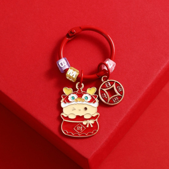 Year Of The Dragon Metal Pendant Cute Car Keychain Doll Couple Bag Pendant, Color: Fortune Dragon