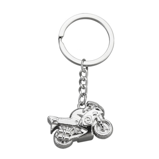 Simulation Cool Motorcycle Keychain Metal Decoration Pendant, Style: X-104 Silver