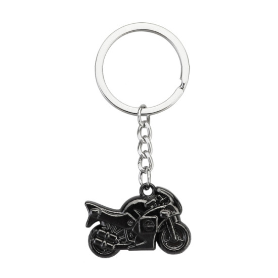Simulation Cool Motorcycle Keychain Metal Decoration Pendant, Style: X-104 Black