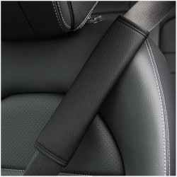 Skin Feeling Car Leather Seat Belt Cover Shoulder Pads 6.5x23cm(Black)