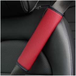 Skin Feeling Car Leather Seat Belt Cover Shoulder Pads 6.5x23cm(Wine Red)