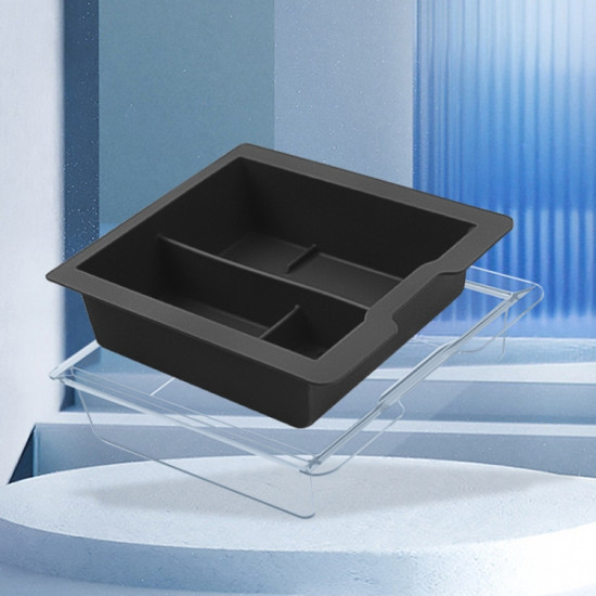 Tesla Model 3 / Y Silicone Double Layer Storage Small Ice Box, Style: Center Front With Divider (Black)