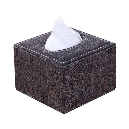 Ancient Pattern Hotel Restaurant Leather Square Paper Box Car Tissue Box`