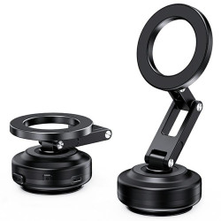 X63 Foldable Arm Car Phone Navigation Mount Vacuum Suction Cup Aluminum Alloy Holder(Black)