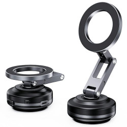 X63 Foldable Arm Car Phone Navigation Mount Vacuum Suction Cup Aluminum Alloy Holder(Grey)