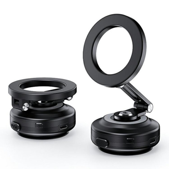 X64 Car Phone Mount Foldable Magnetic Electric Vacuum Suction Smartphones Bracket(Black)