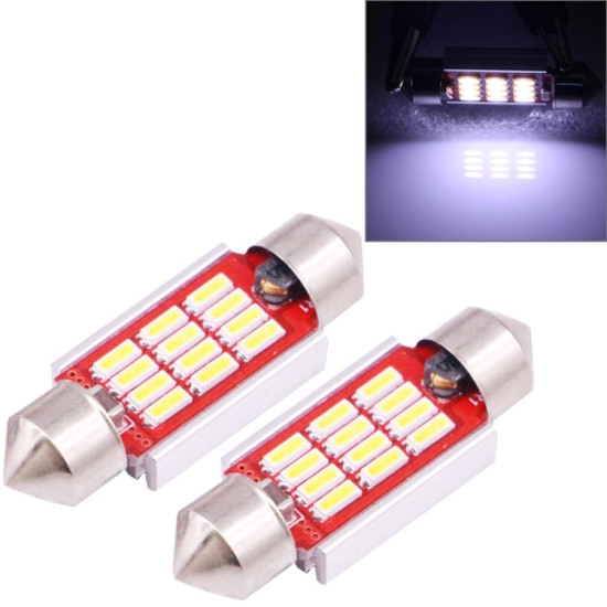 2 PCS 36mm 3 5W 180LM White Light 12 LED SMD 4014 CANBUS License Plate Reading Lights Car Light Bulb