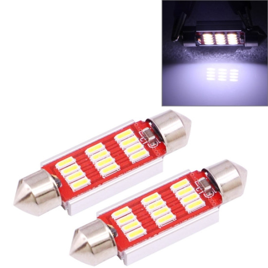 2 PCS 39mm 3 5W 180LM White Light 12 LED SMD 4014 CANBUS License Plate Reading Lights Car Light Bulb