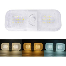 12 24V RV Light 120 LEDs 3 Color Temperature Rotary Button Dimming Roof Light FC01