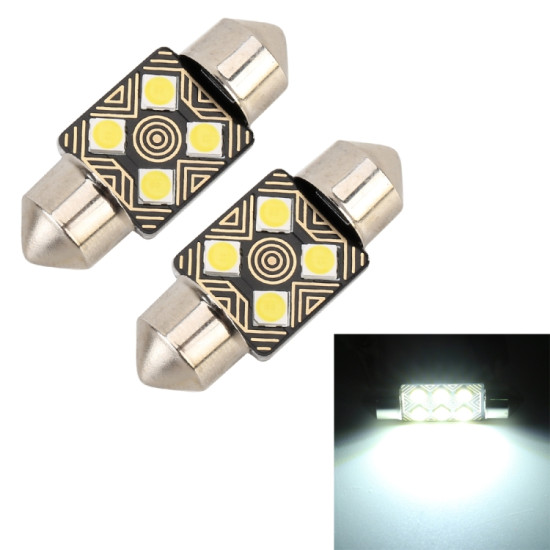 2 PCS 31mm DC12V 1 5W 6000K 110LM 4LEDs SMD 3030 Car Reading Lamp Dome Light with Decoder