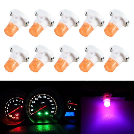 10PCS 2W T4 2 Wedge Instrument Panel LED Light Dashboard Gauge Cluster Indicator Lamp Bulb Pink Light