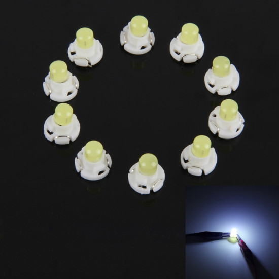 10 PCS 2W T4 2 Wedge Instrument Panel LED Light Dashboard Indicator Lamp Bulb White Light