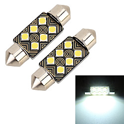 2 PCS 36mm DC12V 1 5W 6000K 110LM 6LEDs SMD 3030 Car Reading Lamp Dome Light with Decoder