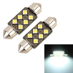 2 PCS 36mm DC12V 1 5W 6000K 110LM 6LEDs SMD 3030 Car Reading Lamp Dome Light with Decoder