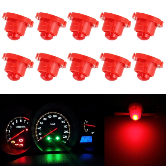 10PCS 2W T4 7 Wedge Instrument Panel LED Light Indicator Lamp Bulb Red Light
