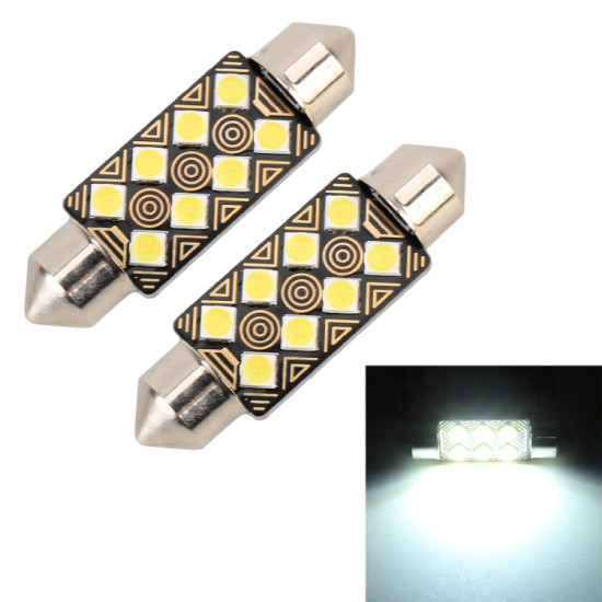 2 PCS 39mm DC12V 1 5W 6000K 110LM 8LEDs SMD 3030 Car Reading Lamp Dome Light with Decoder