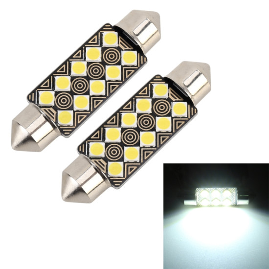 2 PCS 41mm DC12V 1 5W 6000K 110LM 10LEDs SMD 3030 Car Reading Lamp Dome Light with Decoder