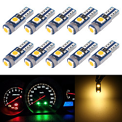 10 in 1 Car T5 0 2W DC12V Instrument Panel LED Decorative Light Yellow Light