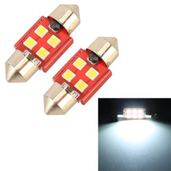2 PCS 31mm DC12V 1 6W 6000K 130LM 4LEDs SMD 3030 Car Reading Lamp White Light
