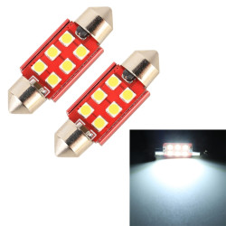 2 PCS 36mm DC12V 2 2W 6000K 180LM 6LEDs SMD 3030 Car Reading Lamp White Light