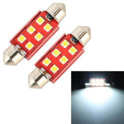 2 PCS 39mm DC12V 2 2W 6000K 130LM 6LEDs SMD 3030 Car Reading Lamp White Light