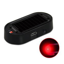 Car Solar Analog Anti theft Device LED Warning Light Black Shell Red Light