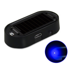 Car Solar Analog Anti theft Device LED Warning Light Black Shell Blue Light
