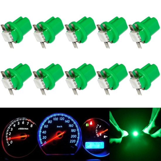 10 PCS T8 5 5050 Led 1 SMD Car Gauge Dash Bulb Dashboard Instrument Light Wedge Interior Lamp Green